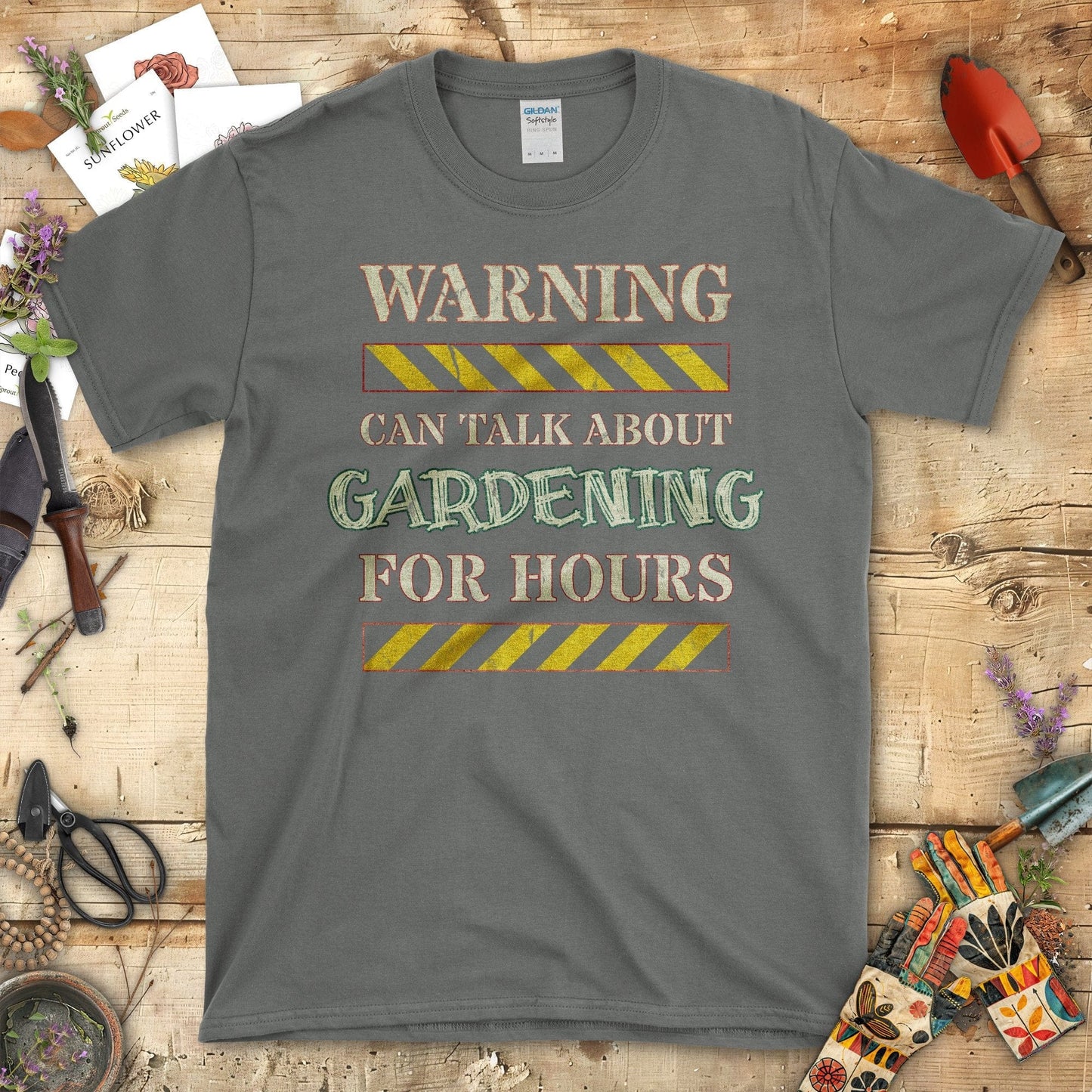 Warning Can Talk About Gardening For Hours T-Shirt Charcoal / S T-Shirt