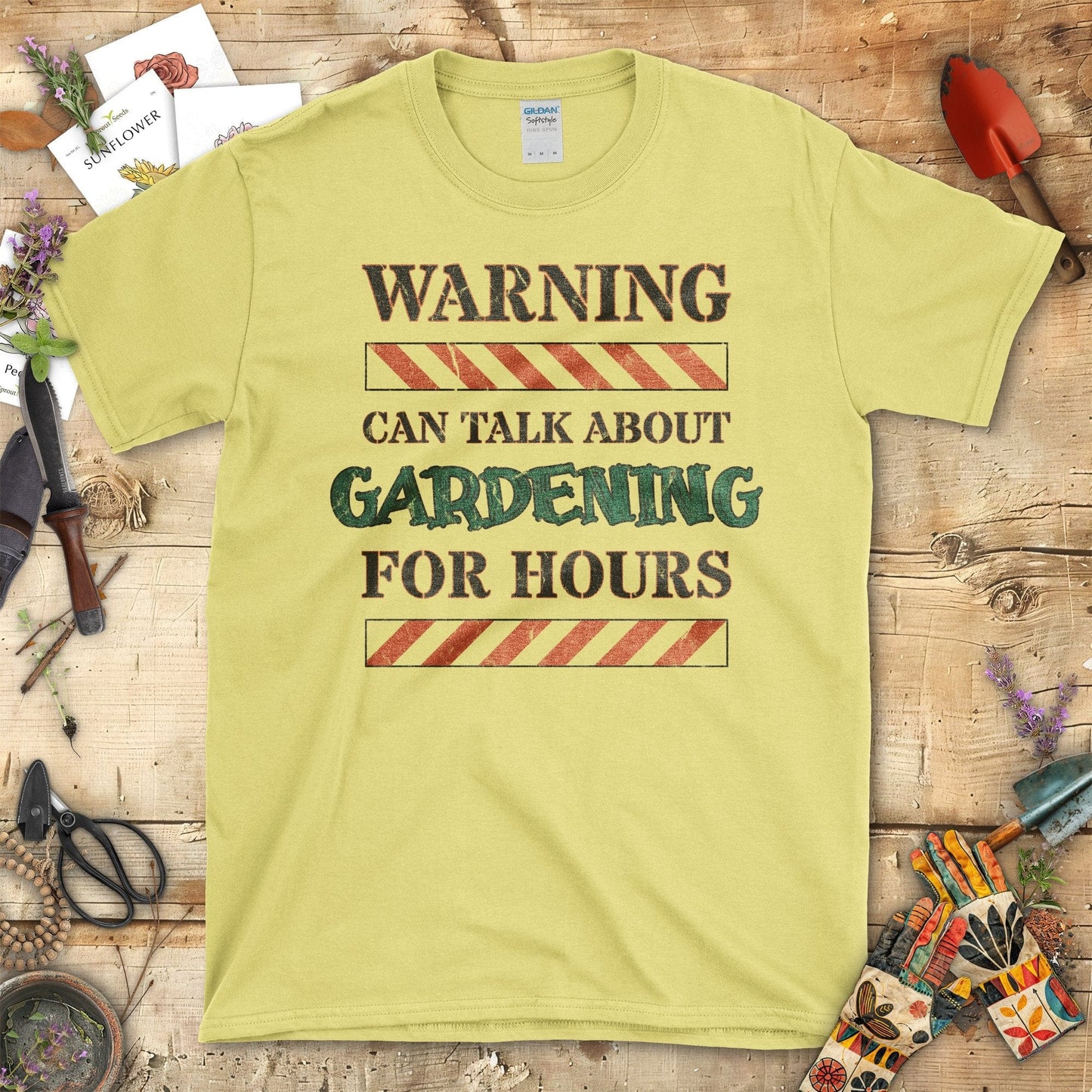 Warning Can Talk About Gardening For Hours T-Shirt Cornsilk / S T-Shirt