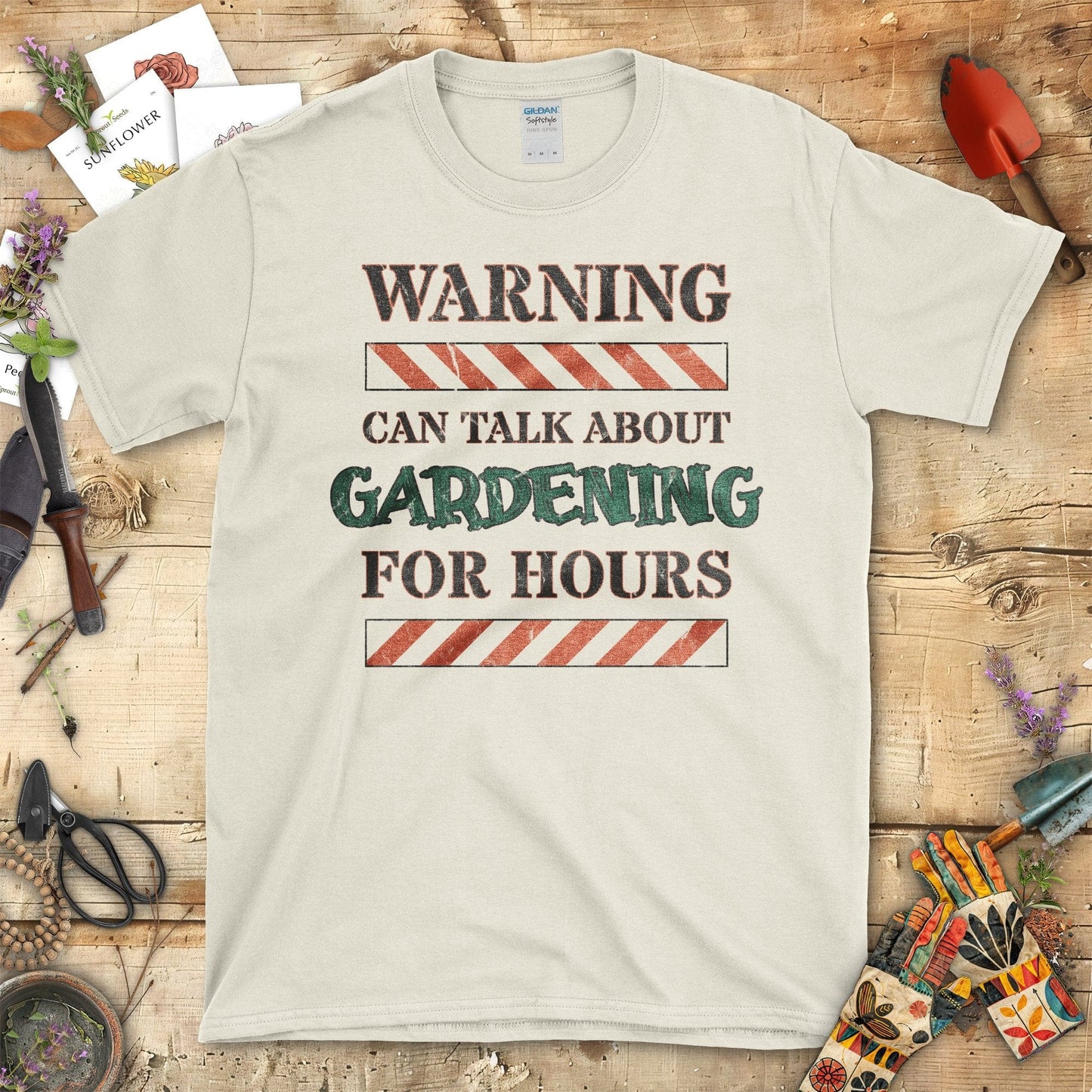 Warning Can Talk About Gardening For Hours T-Shirt Natural / S T-Shirt