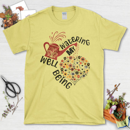 Watering My Well Being Wildflowers Graphic T-Shirt Cornsilk / S T-Shirt