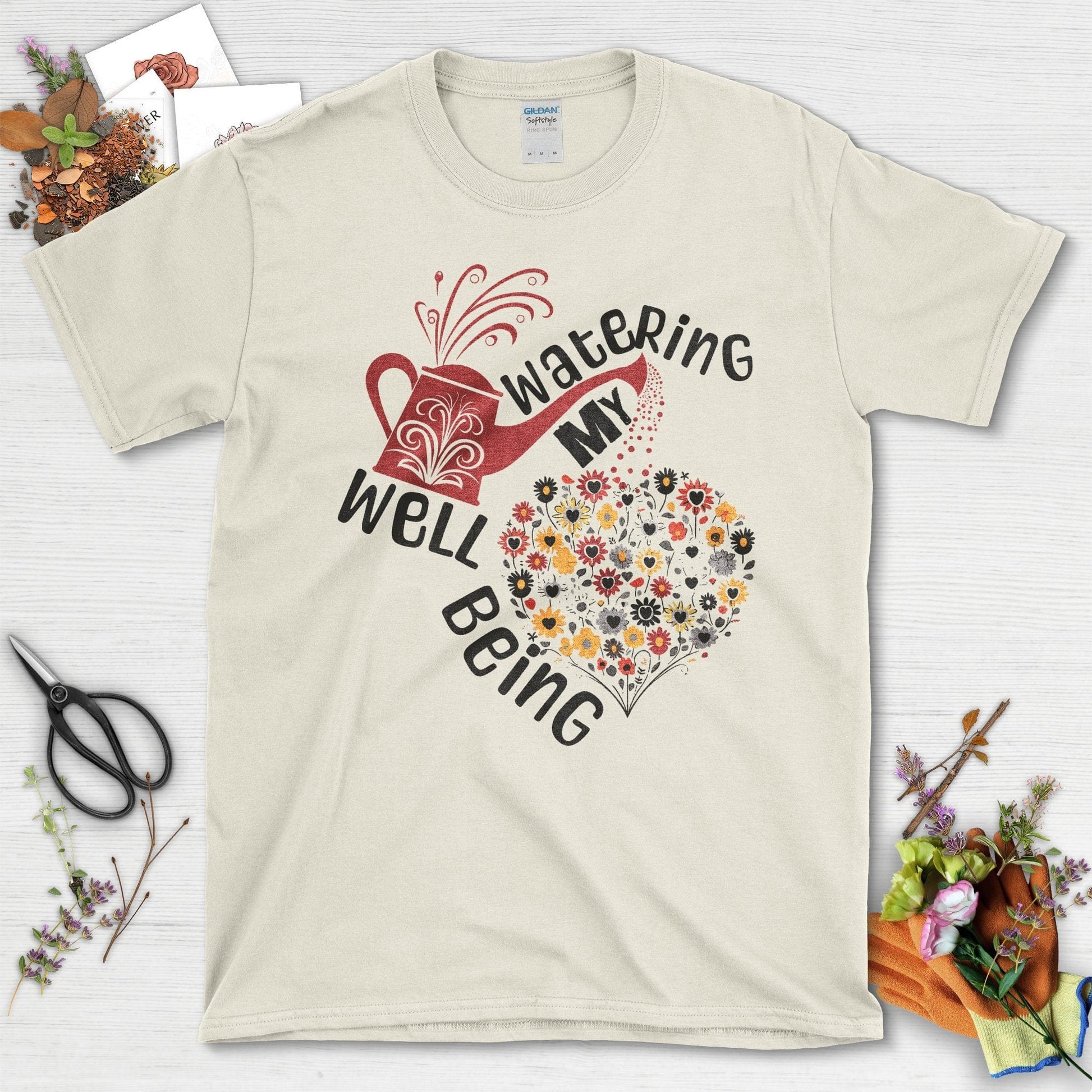 Watering My Well Being Wildflowers Graphic T-Shirt Natural / S T-Shirt