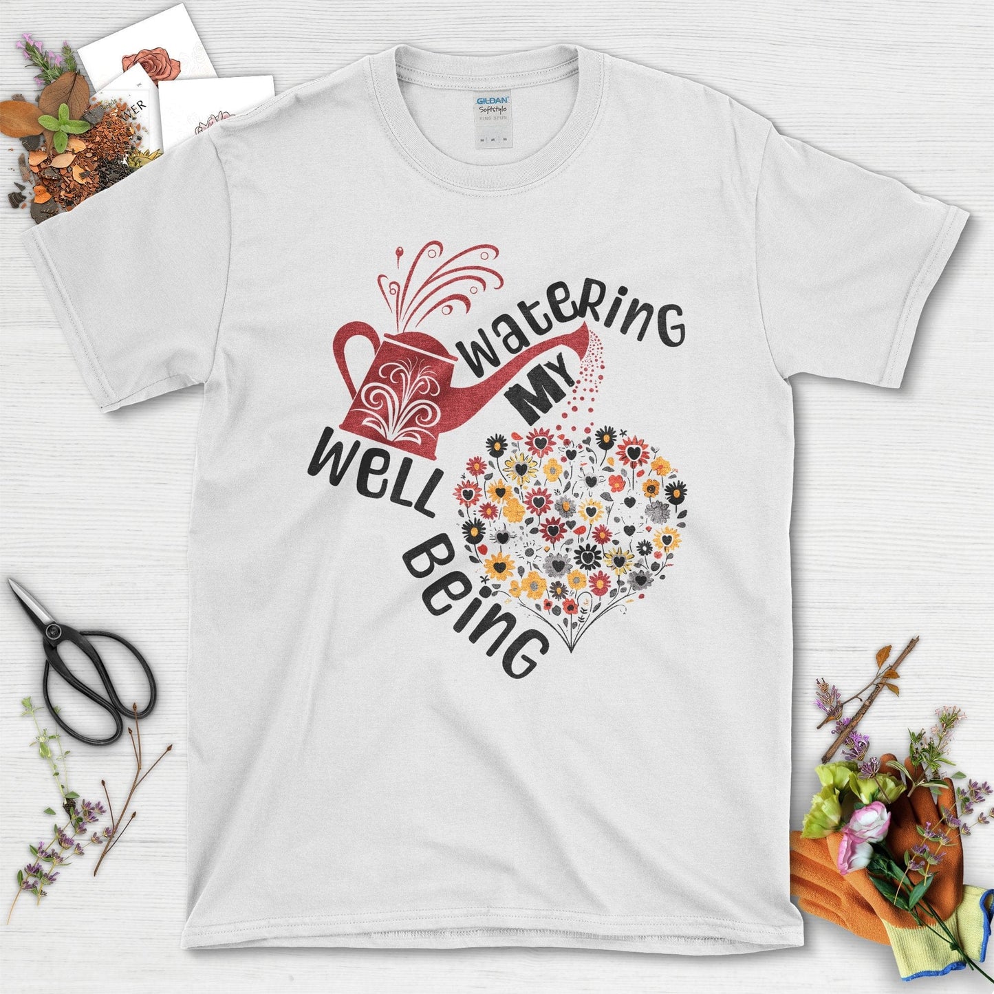 Watering My Well Being Wildflowers Graphic T-Shirt White / S T-Shirt