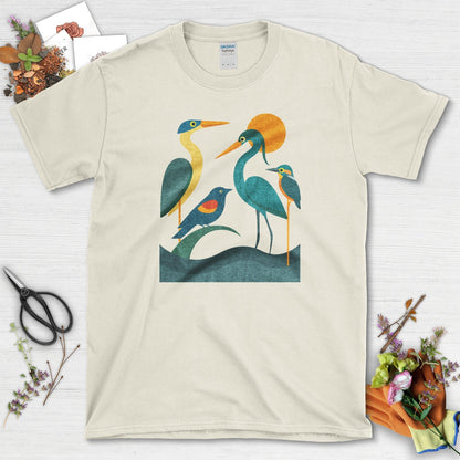 Waters Edge Bird Lovers T-Shirt T-Shirts / S / Natural Physical Item