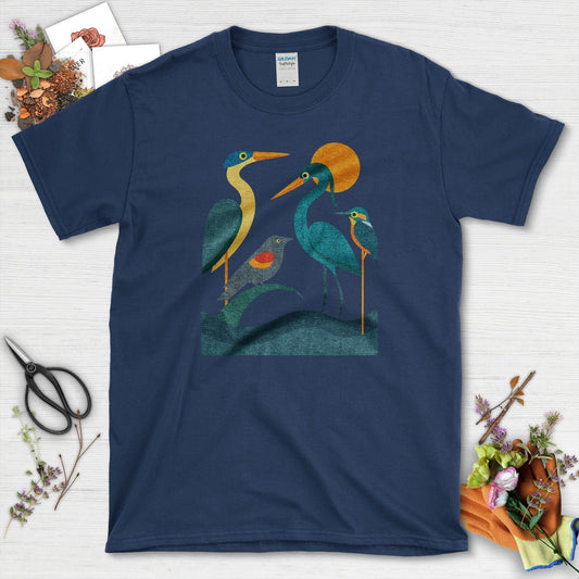 Waters Edge Bird Lovers T-Shirt T-Shirts / S / Navy Physical Item