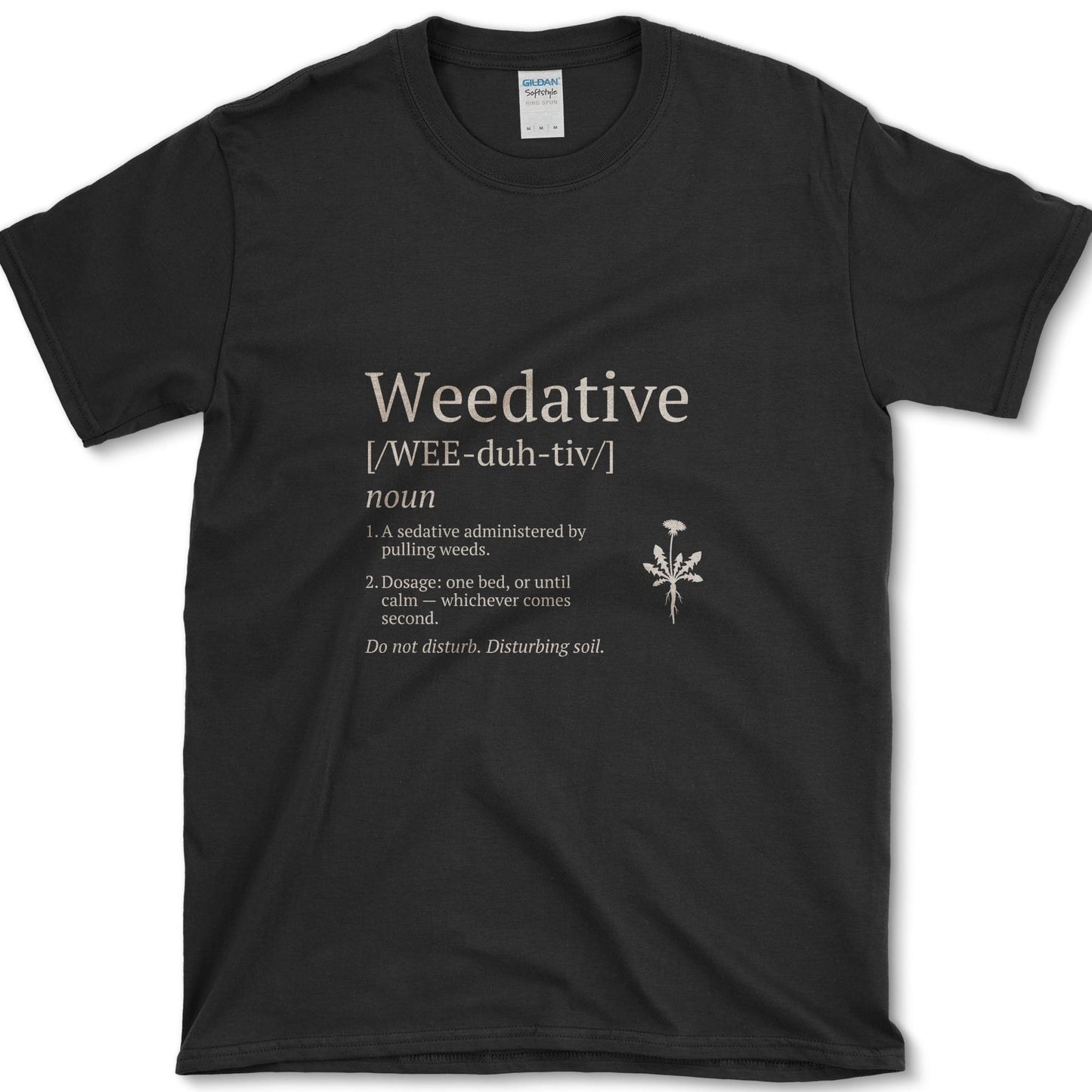 Weedative T-Shirt design featuring garden weeding artwork on a t-shirt