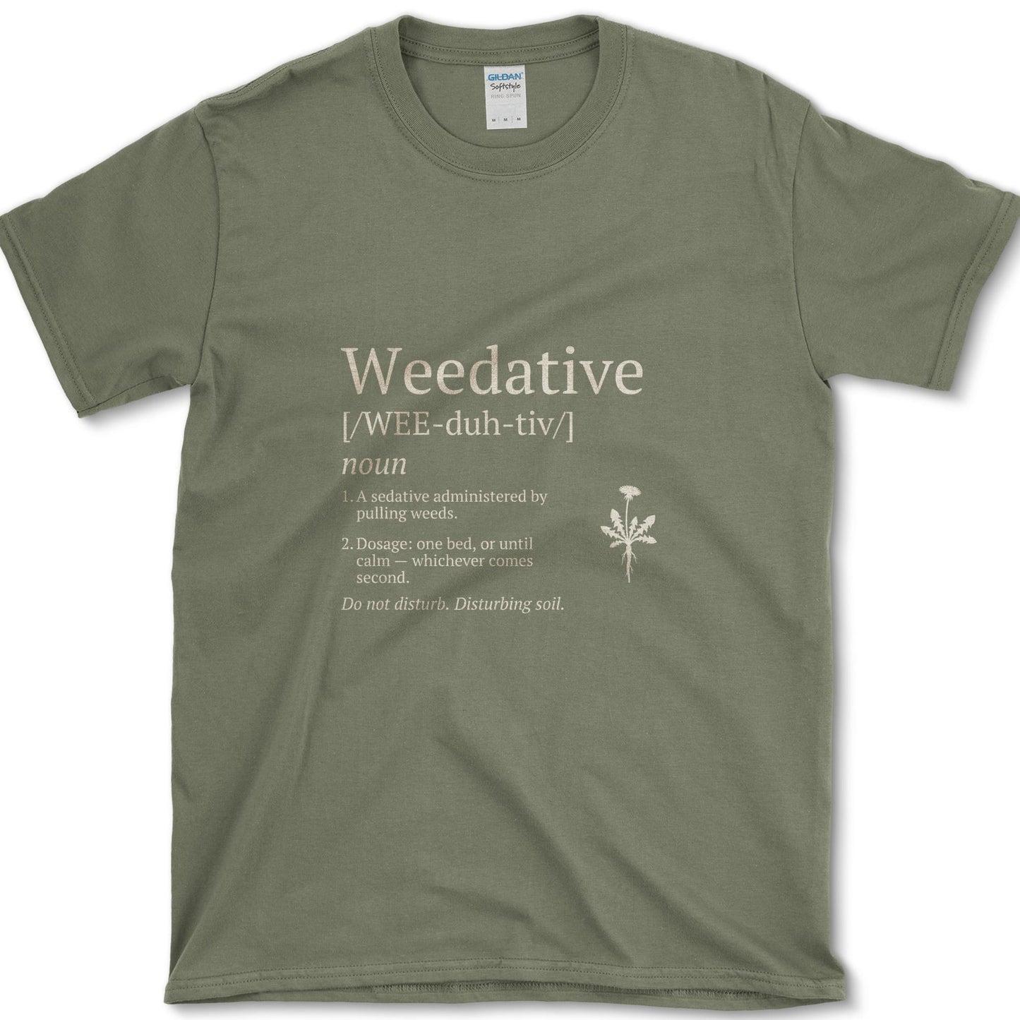 Weedative T-Shirt design featuring garden weeding artwork on a t-shirt