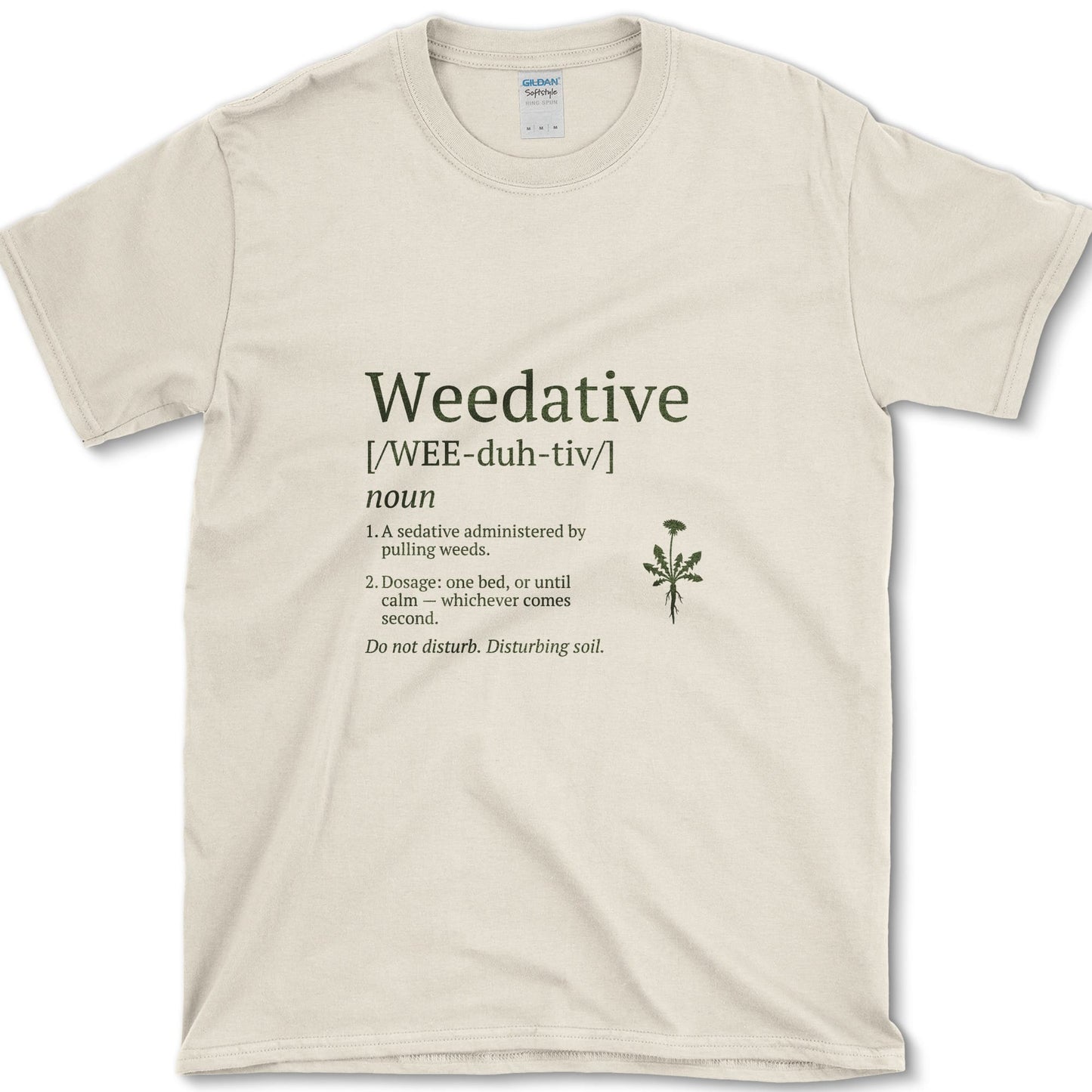 Weedative T-Shirt design featuring garden weeding artwork on a t-shirt