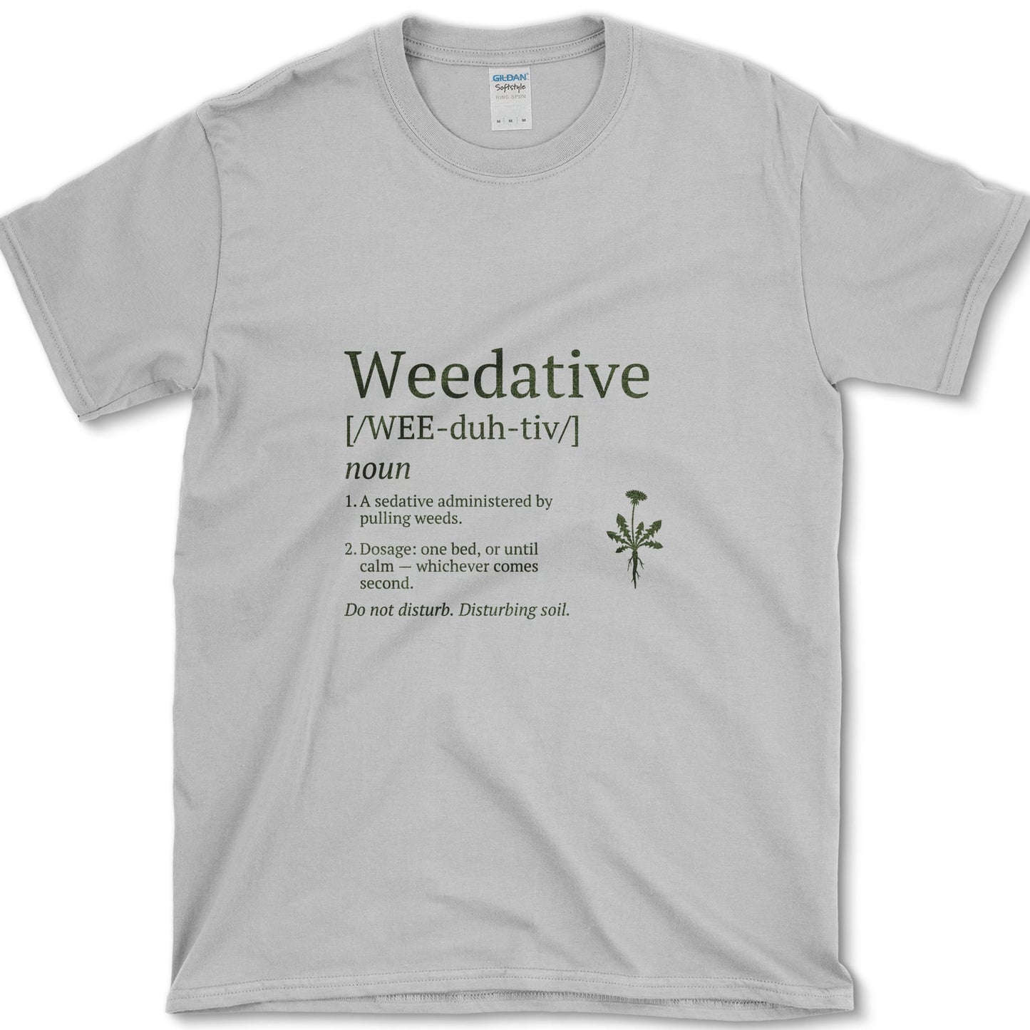 Weedative T-Shirt design featuring garden weeding artwork on a t-shirt