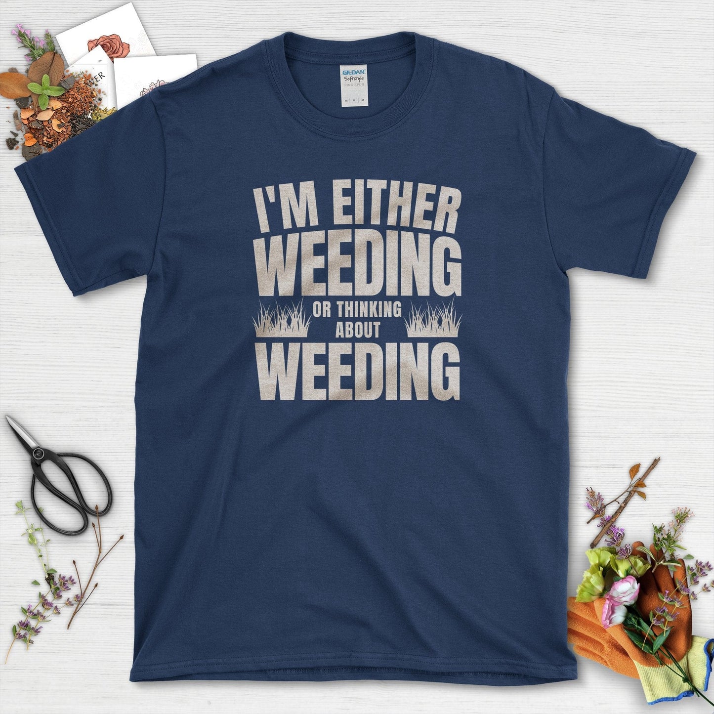Weeding or Thinking About It T-Shirt Navy / S T-Shirt