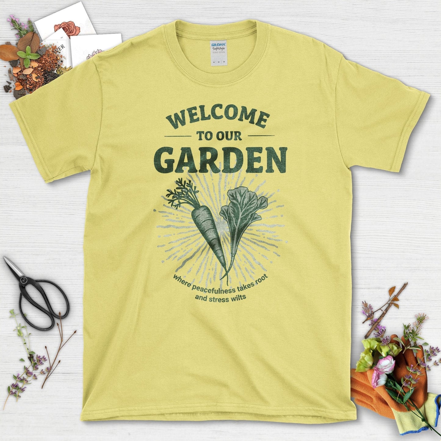 Welcome to Our Garden Tranquil Vibes T-Shirts Cornsilk / S T-Shirt