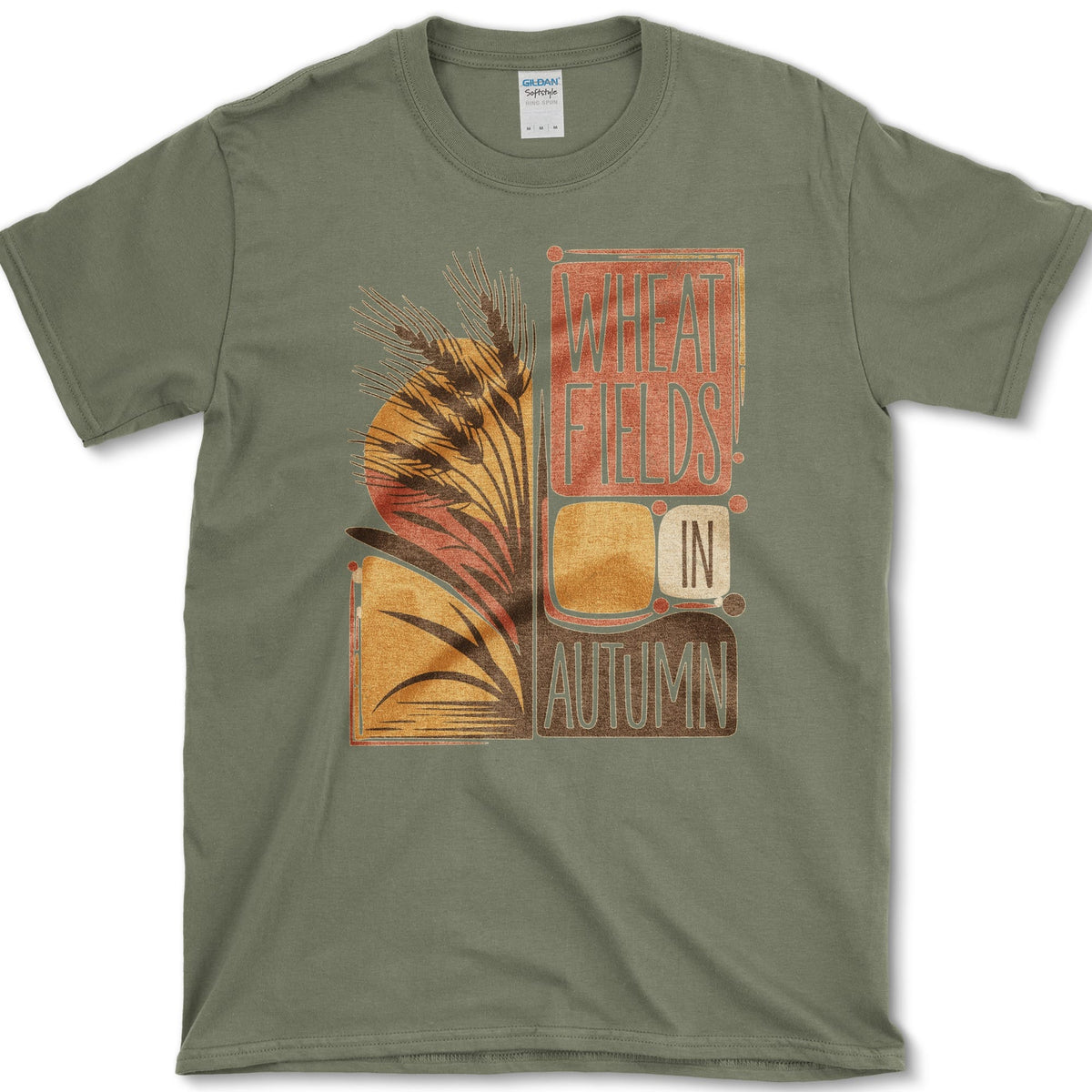Wheat Fields In Autumn T-Shirt Military Green / S Essential Tees