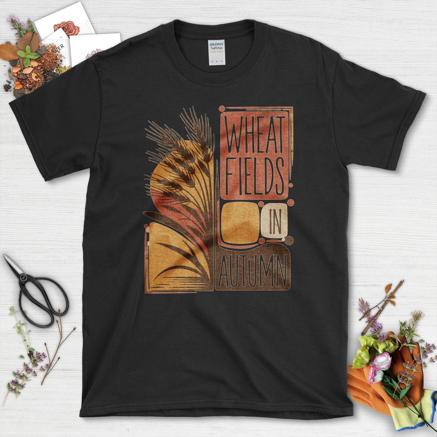 Wheat Fields in Autumn T-Shirt T-Shirts / S / Black Physical Item