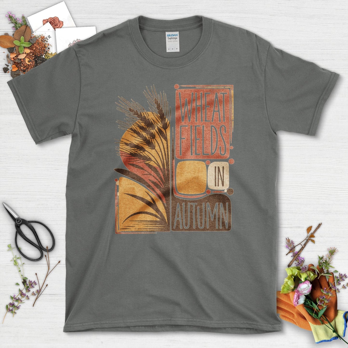 Wheat Fields in Autumn T-Shirt T-Shirts / S / Charcoal Physical Item