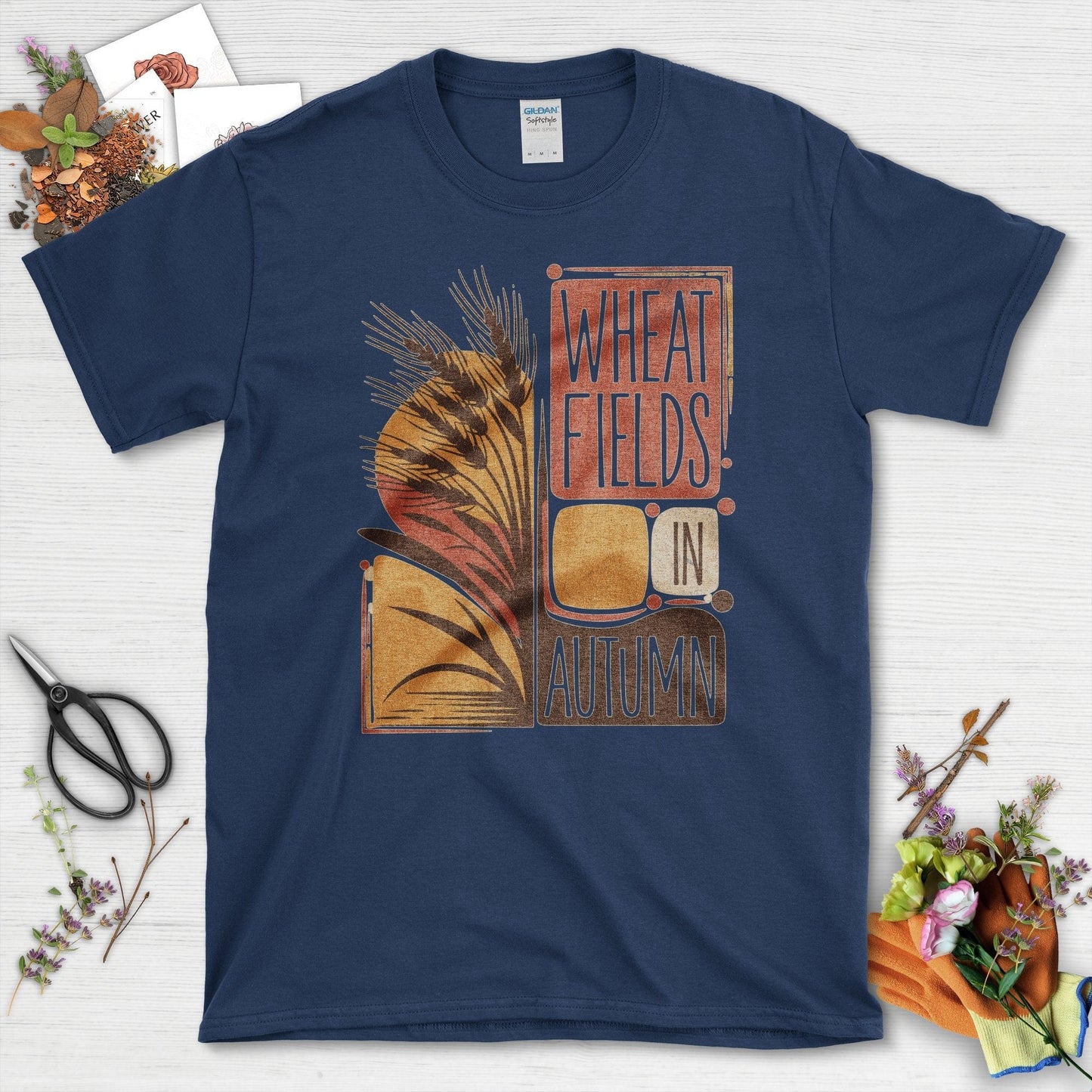 Wheat Fields in Autumn T-Shirt T-Shirts / S / Navy Physical Item