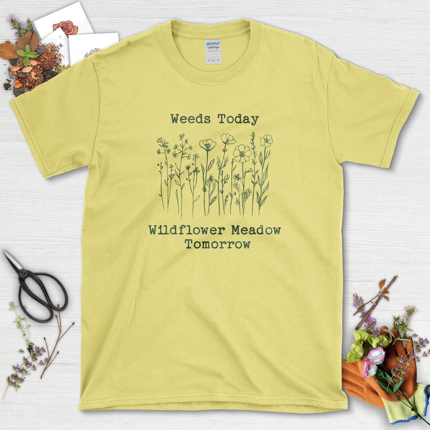 Wildflower Meadow Garden T-Shirt Cornsilk / S / T-Shirts Physical Item