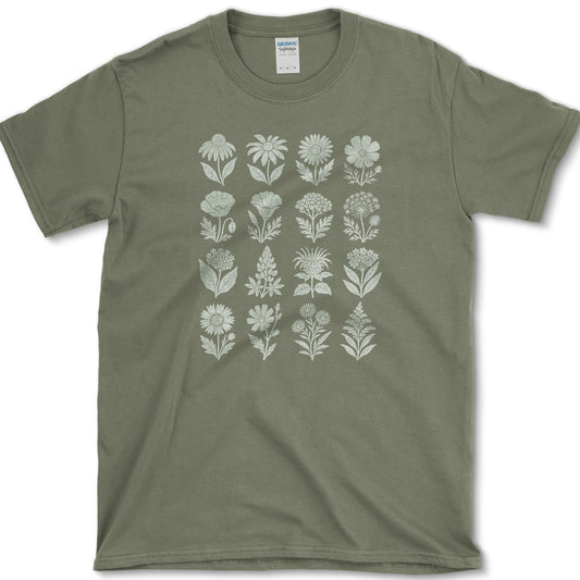 Wildflowers T-Shirt S / Military Green Essential Tees