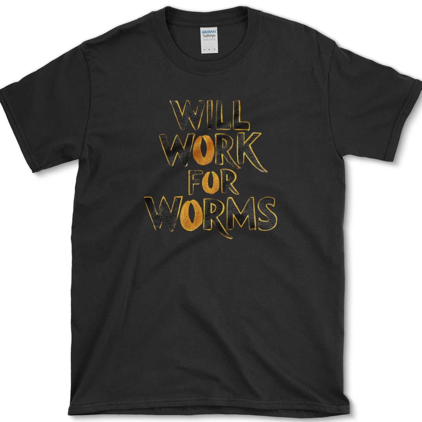 Will Work For Worms T-Shirt Black / S Essential Tees