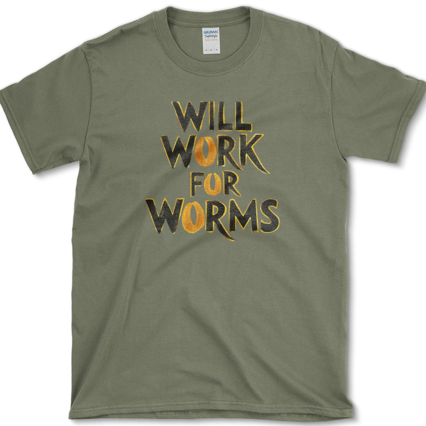 Will Work For Worms T-Shirt Military Green / S Essential Tees