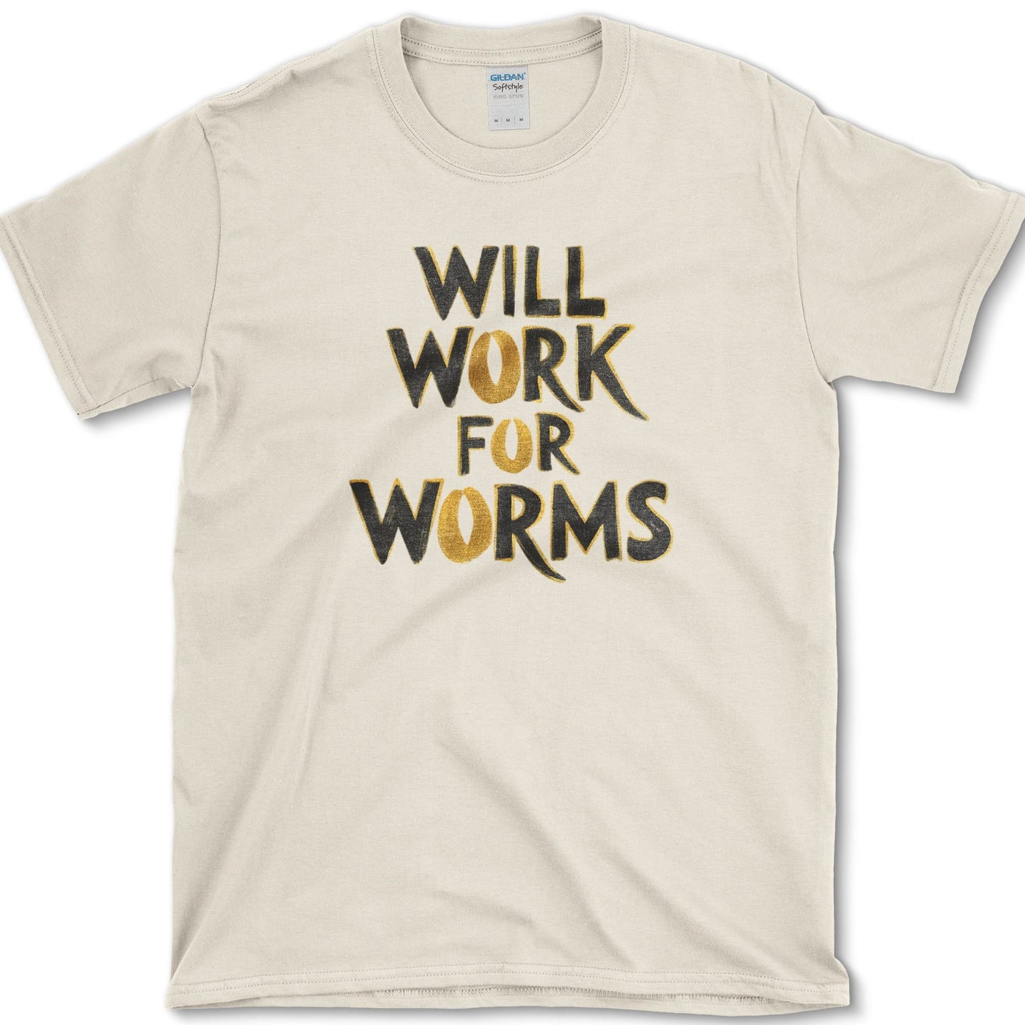 Will Work For Worms T-Shirt Natural / S Essential Tees
