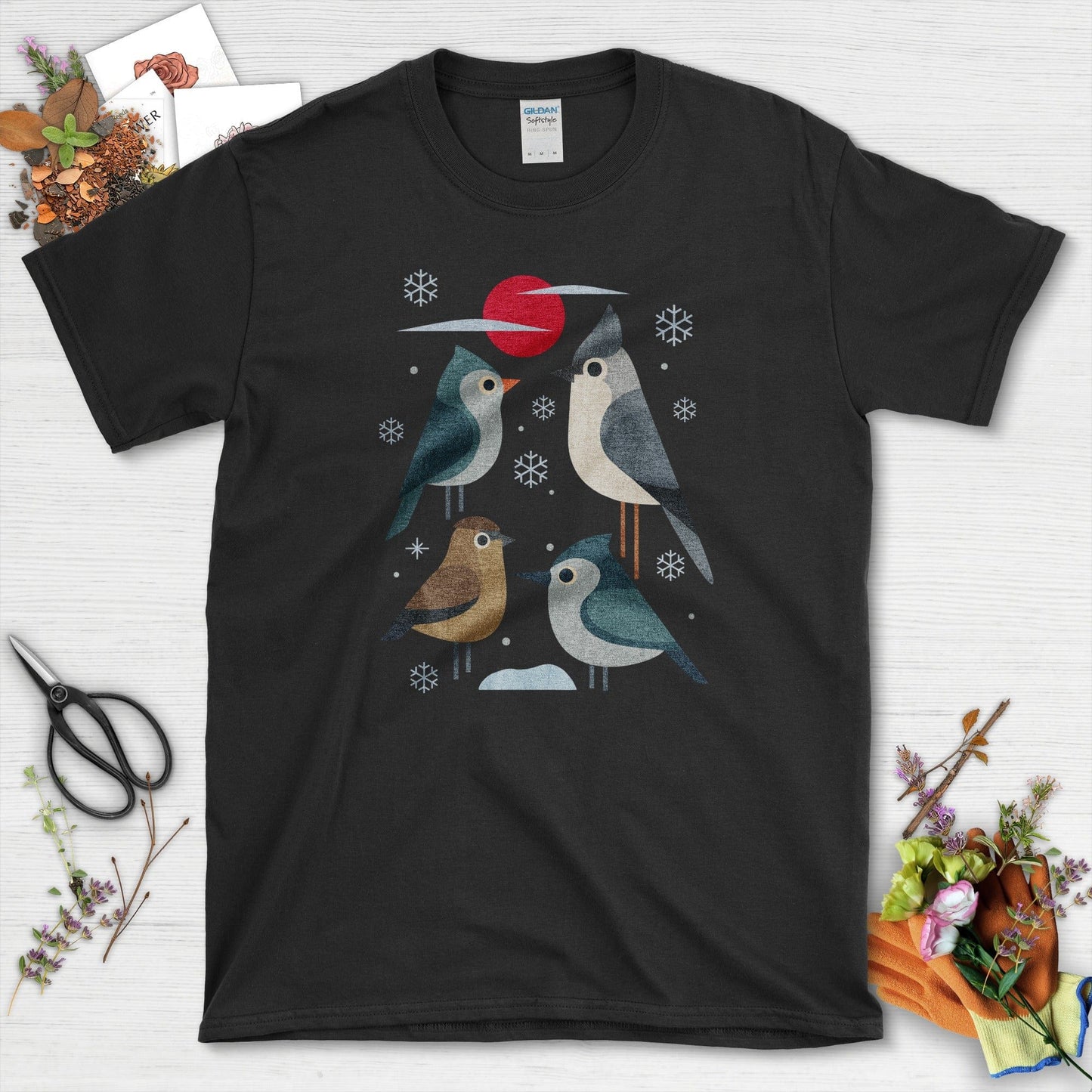Winter Flock Bird Lovers T-Shirt T-Shirts / S / Black Physical Item