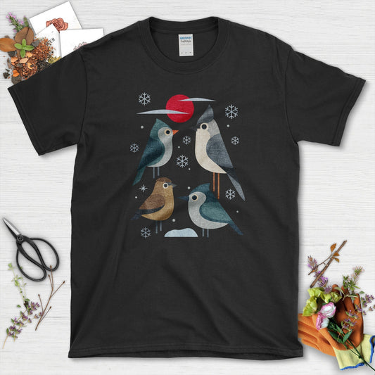 Winter Flock Bird Lovers T-Shirt T-Shirts / S / Black Physical Item