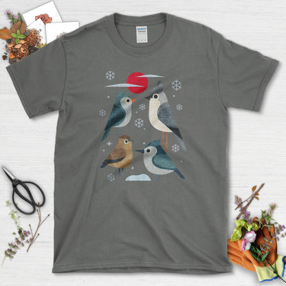Winter Flock Bird Lovers T-Shirt T-Shirts / S / Charcoal Physical Item