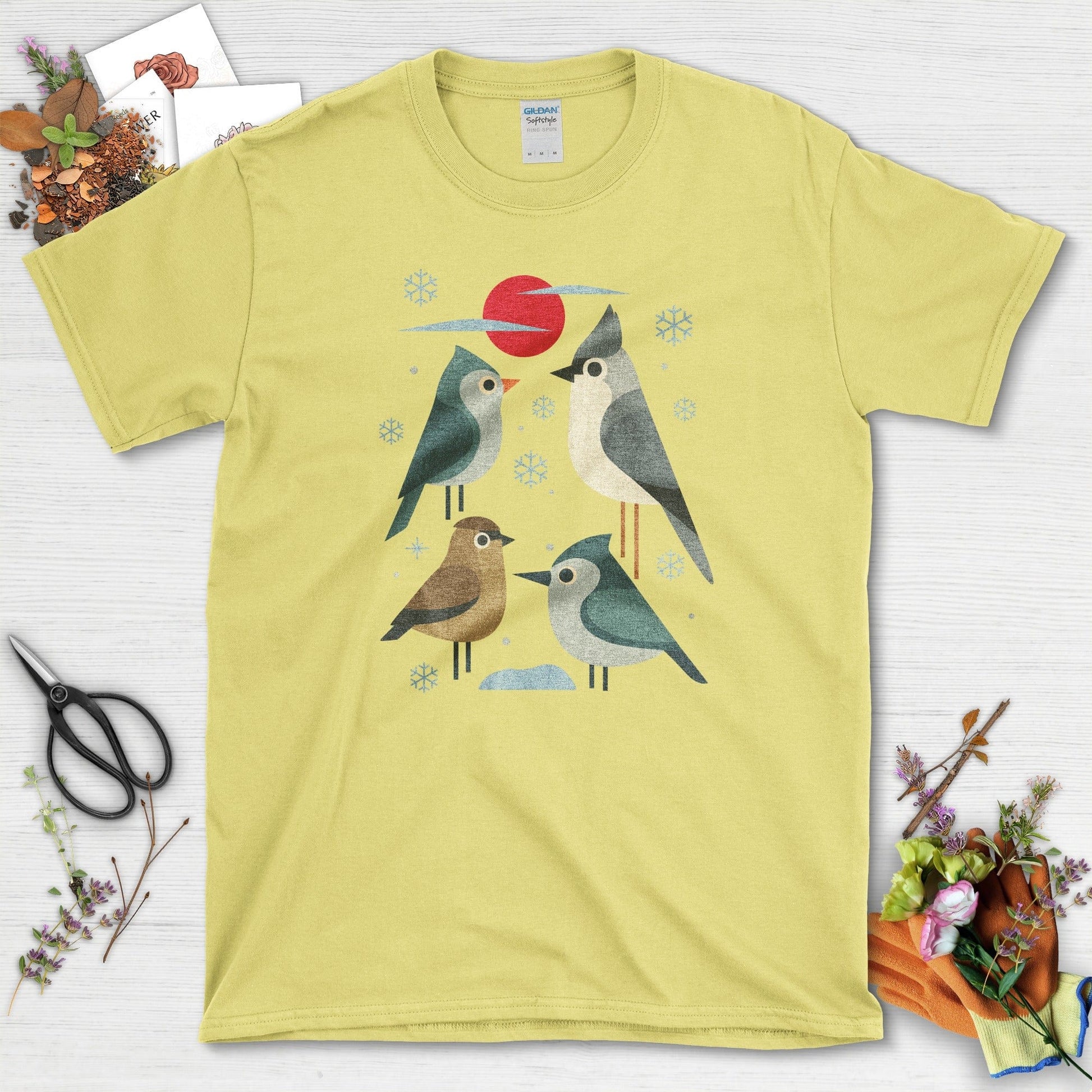 Winter Flock Bird Lovers T-Shirt T-Shirts / S / Cornsilk Physical Item