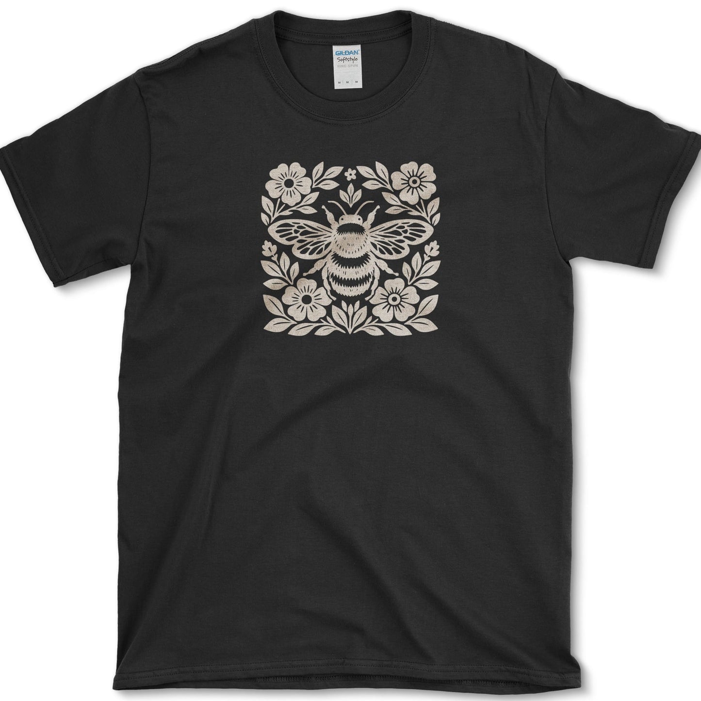 Woodcut Bumblebee T-Shirt Black / S Essential Tees