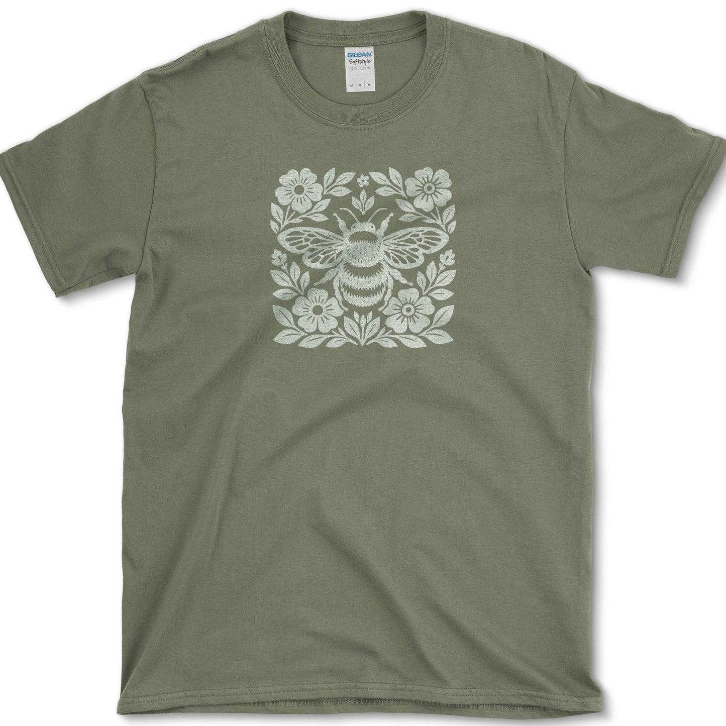 Woodcut Bumblebee T-Shirt Military Green / S Essential Tees