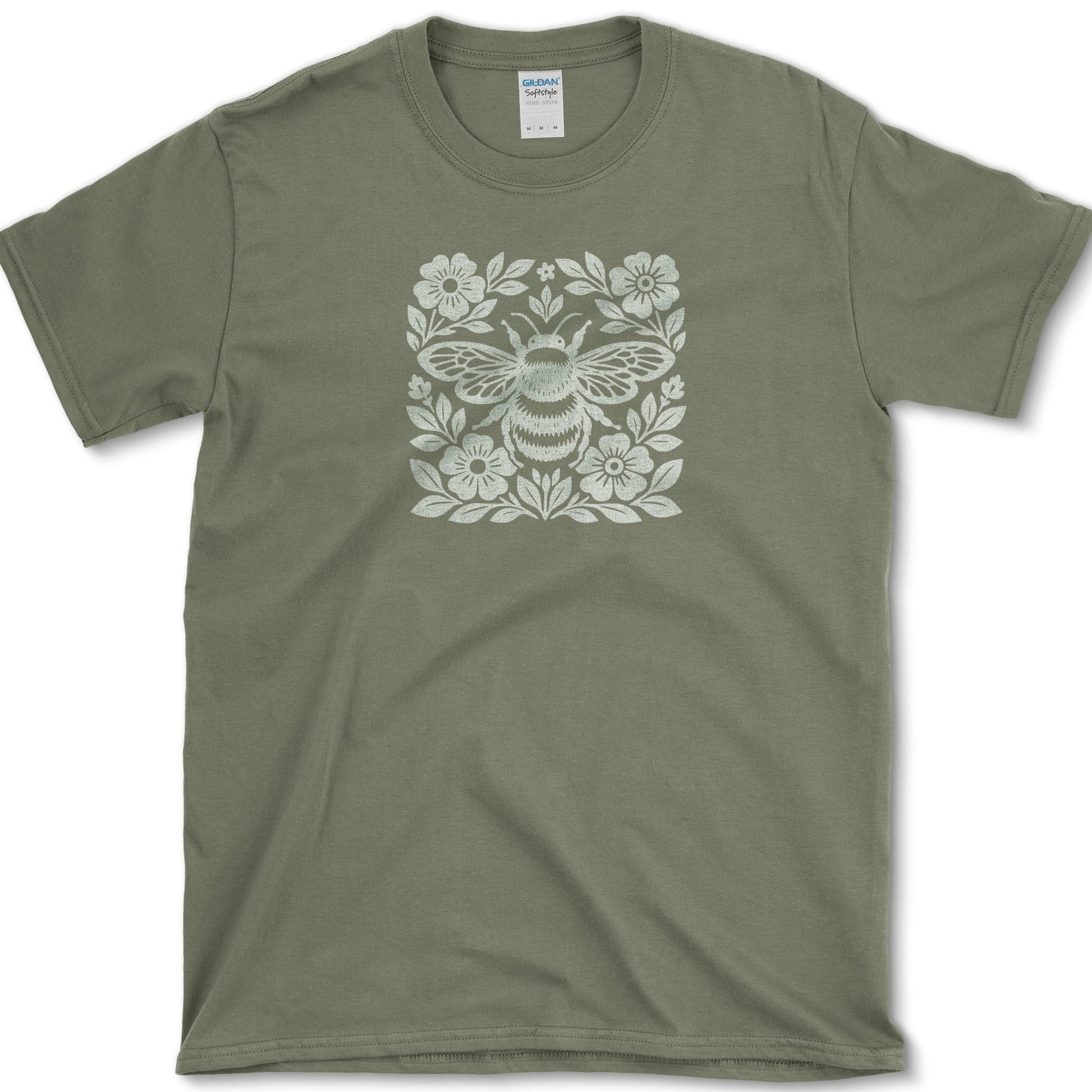 Woodcut Bumblebee T-Shirt Military Green / S Essential Tees