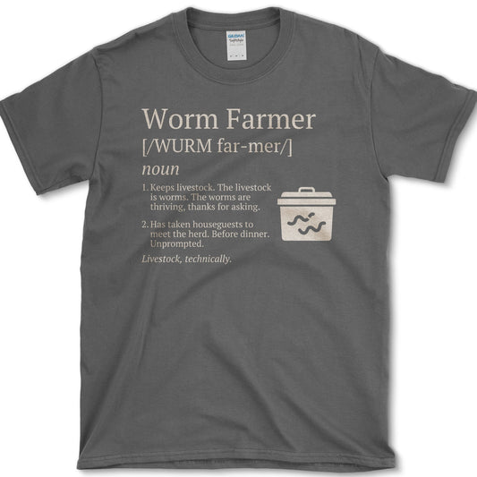 Worm Farmer T-Shirt S / Dark Heather / Essential Tees Essential Tees
