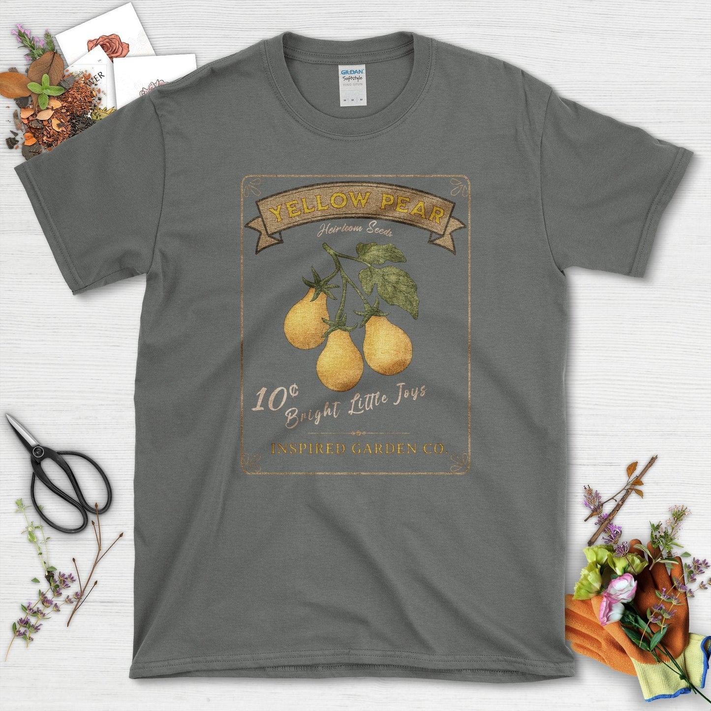 Yellow Pear Heirloom Seeds T-Shirt Charcoal / S Physical Item