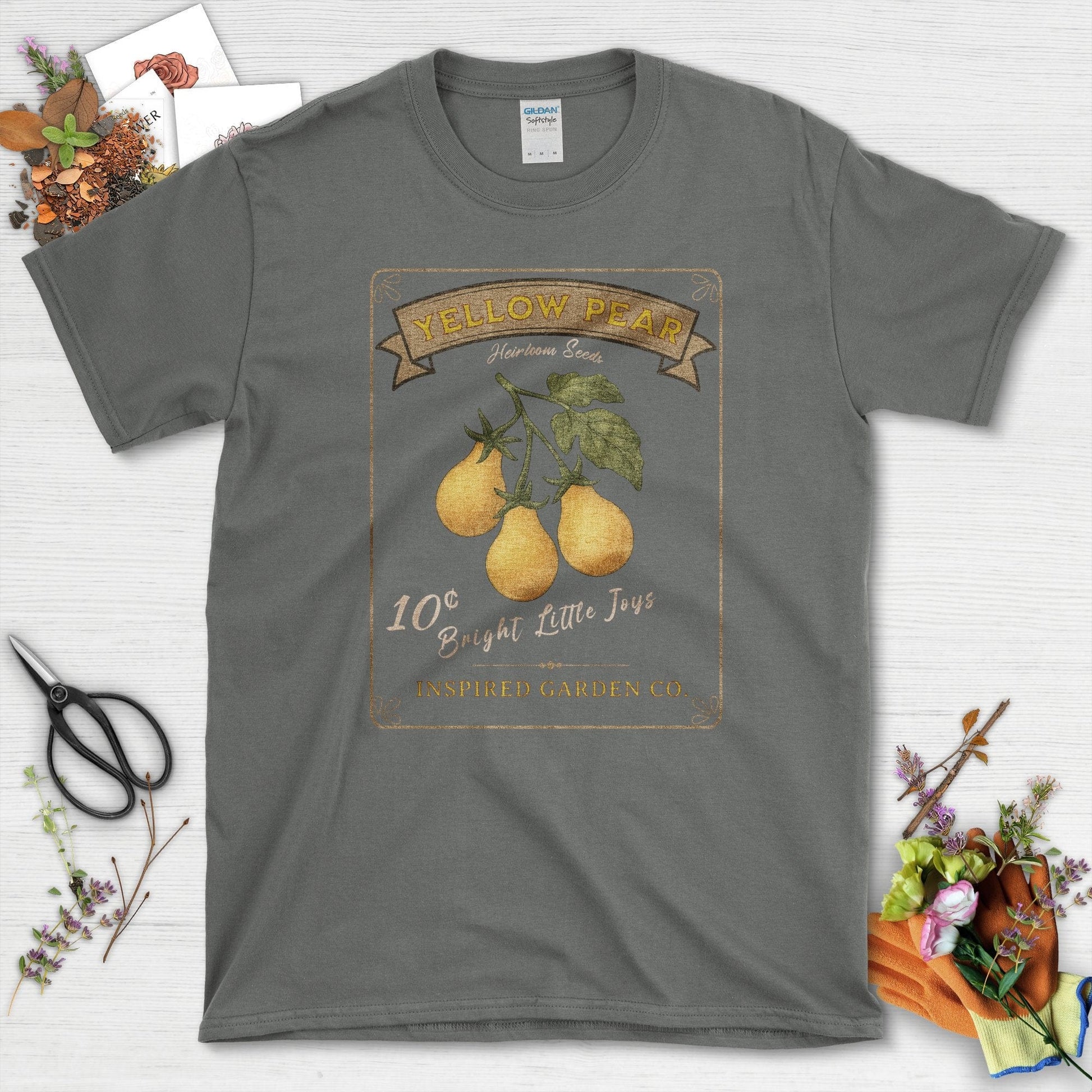 Yellow Pear Heirloom Seeds T-Shirt Charcoal / S Physical Item