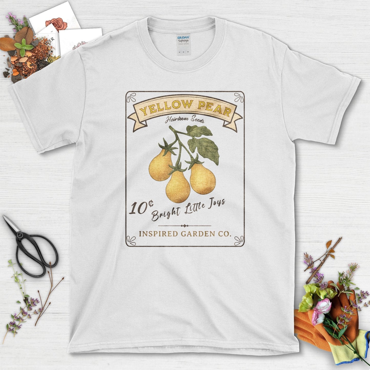 Yellow Pear Heirloom Seeds T-Shirt White / S Physical Item