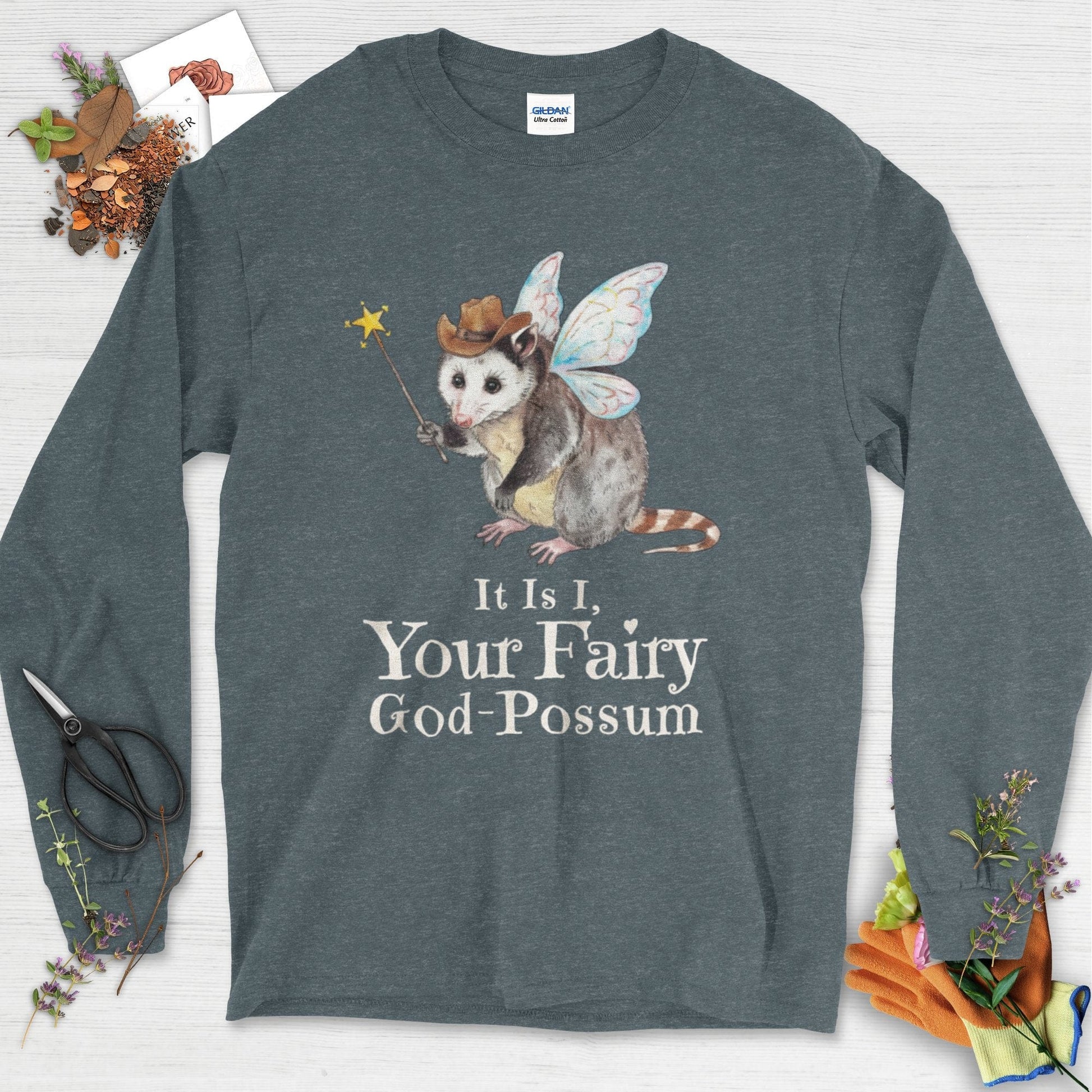Your Fairy God-Possum Long Sleeve Dark Heather / S Physical Item