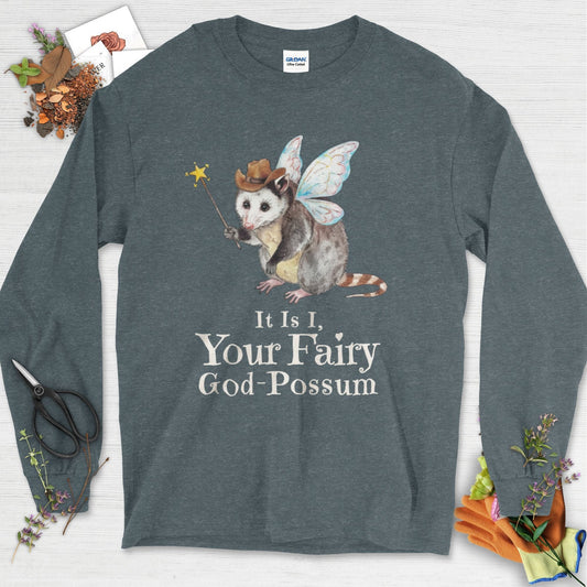 Your Fairy God-Possum Long Sleeve Dark Heather / S Physical Item
