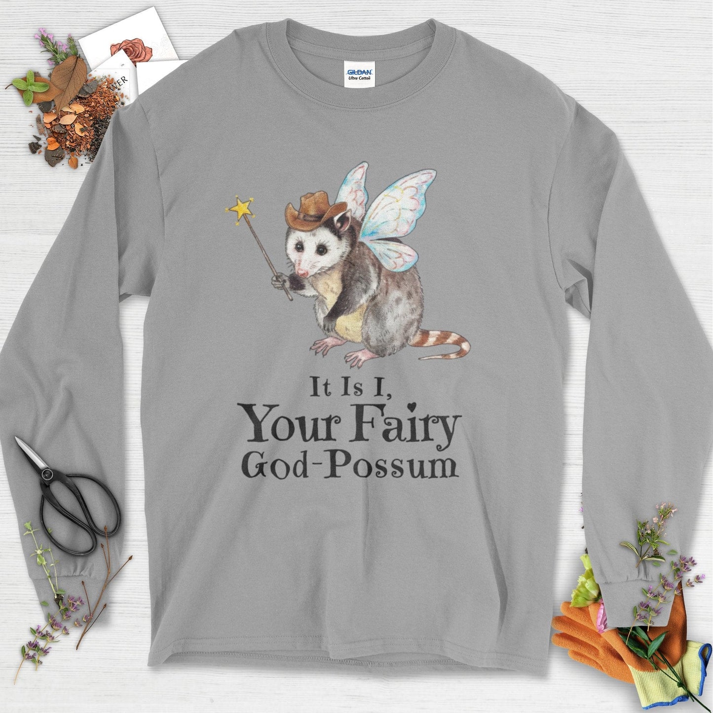 Your Fairy God-Possum Long Sleeve Sport Grey / S Physical Item