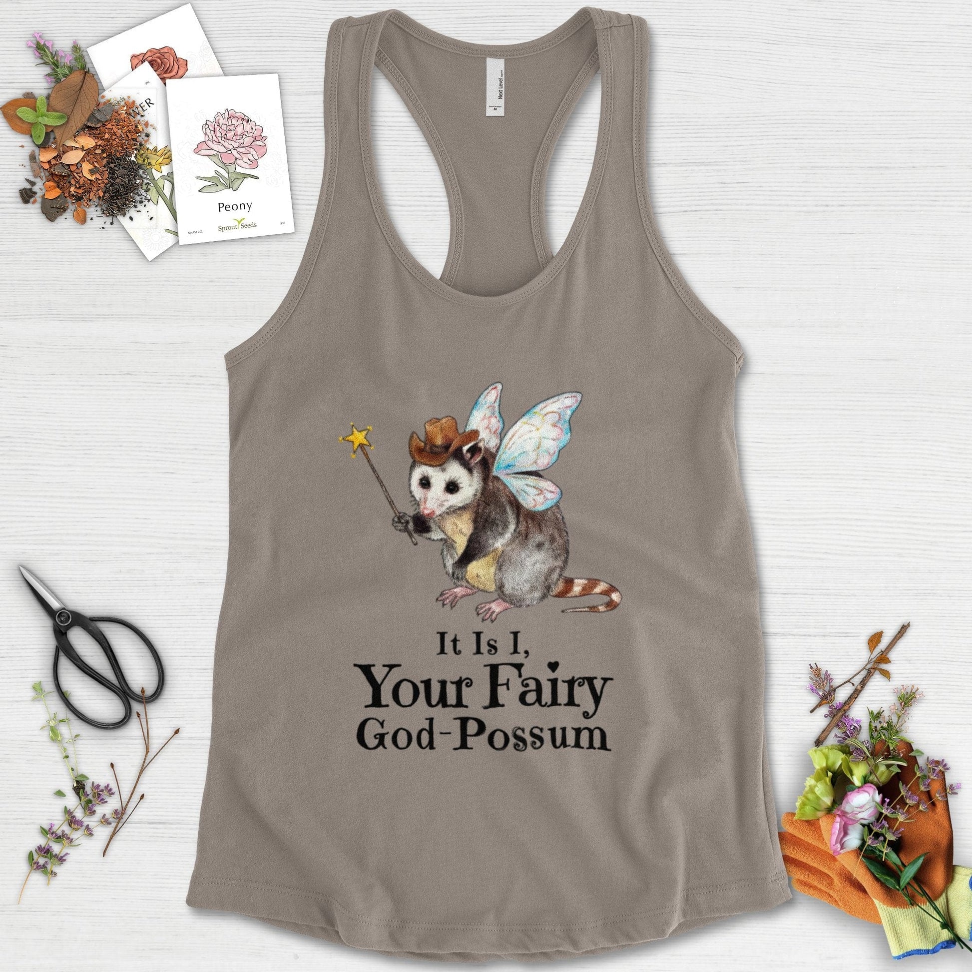 Your Fairy God-Possum Racerback Racerback / XS / Warm Grey Physical Item