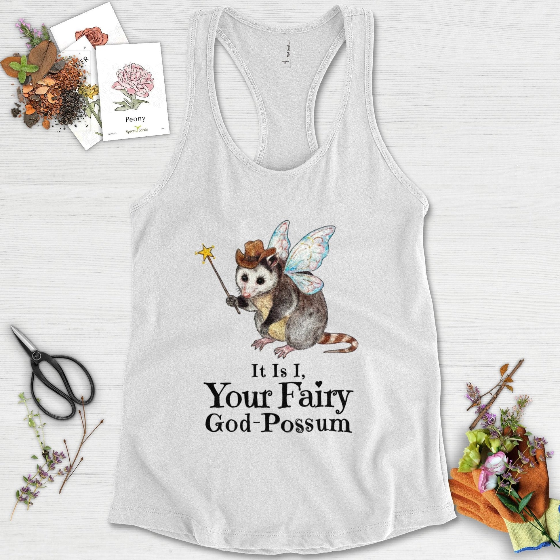 Your Fairy God-Possum Racerback Racerback / XS / White Physical Item