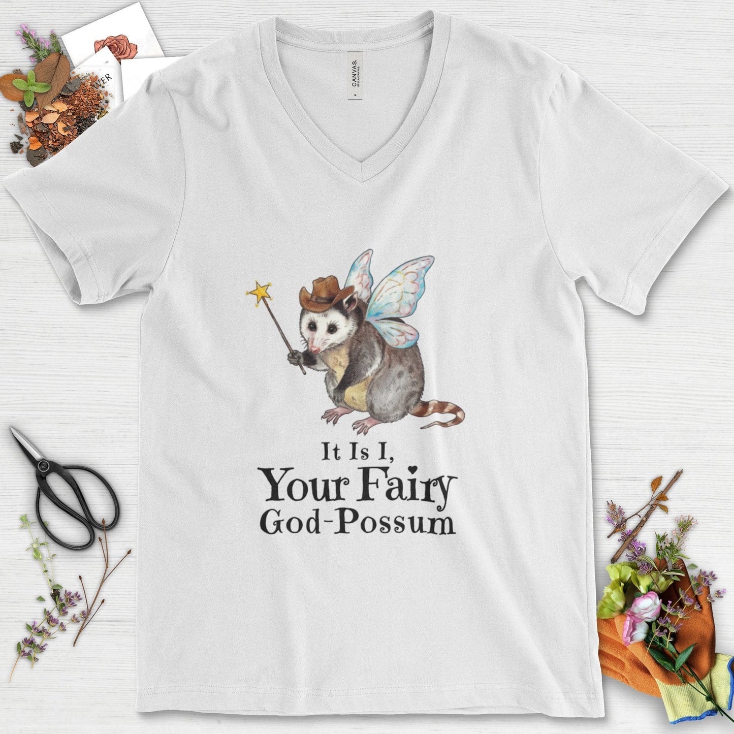 Your Fairy God-Possum V-Neck White / S Physical Item