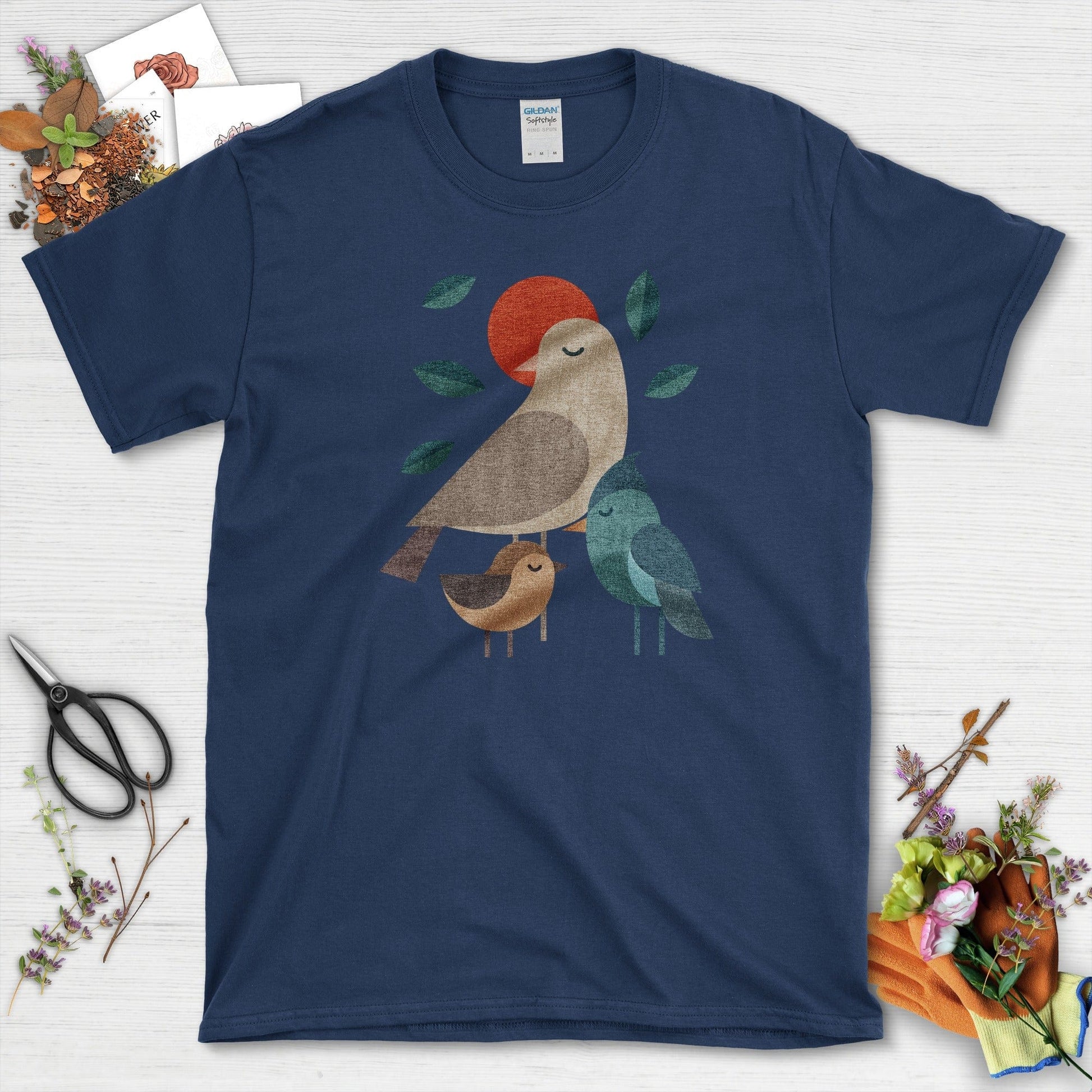 Zen Birds Geometric Birds T-Shirt T-Shirts / S / Navy Physical Item