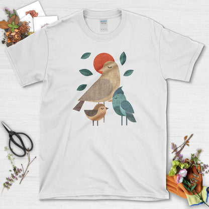 Zen Birds Geometric Birds T-Shirt T-Shirts / S / White Physical Item