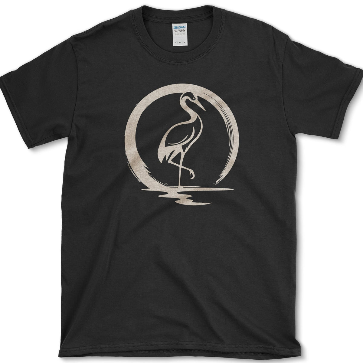 Zen Crane Circle T-Shirt Black / S Essential Tees