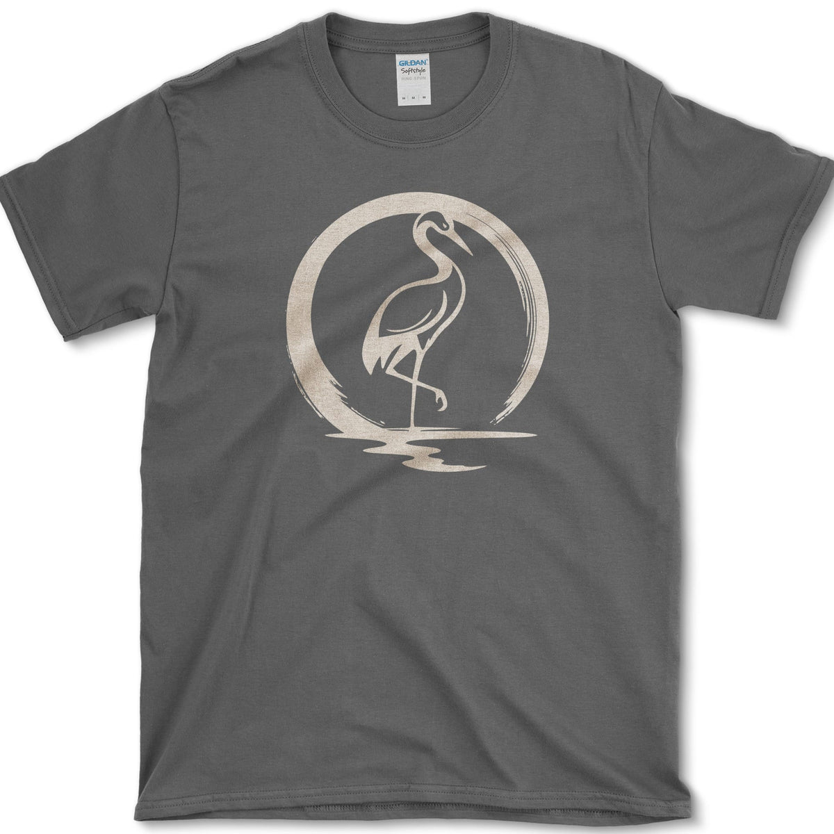 Zen Crane Circle T-Shirt Dark Heather / S Essential Tees