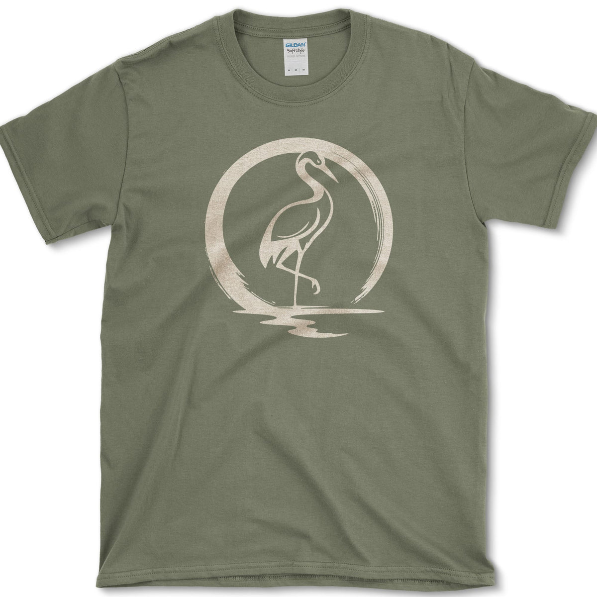 Zen Crane Circle T-Shirt Military Green / S Essential Tees