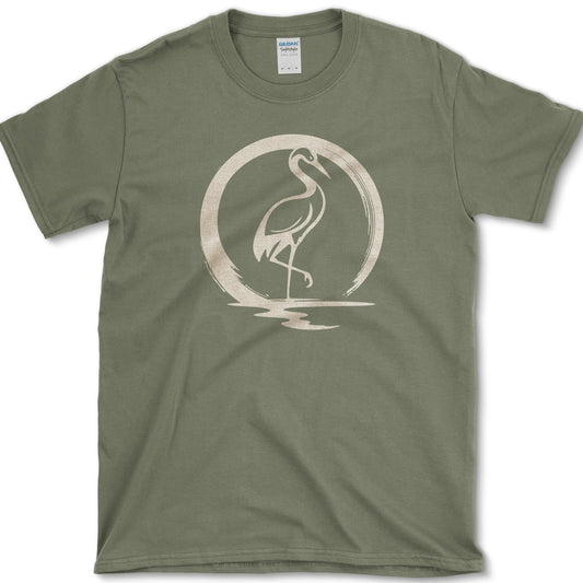 Zen Crane Circle T-Shirt Military Green / S Essential Tees