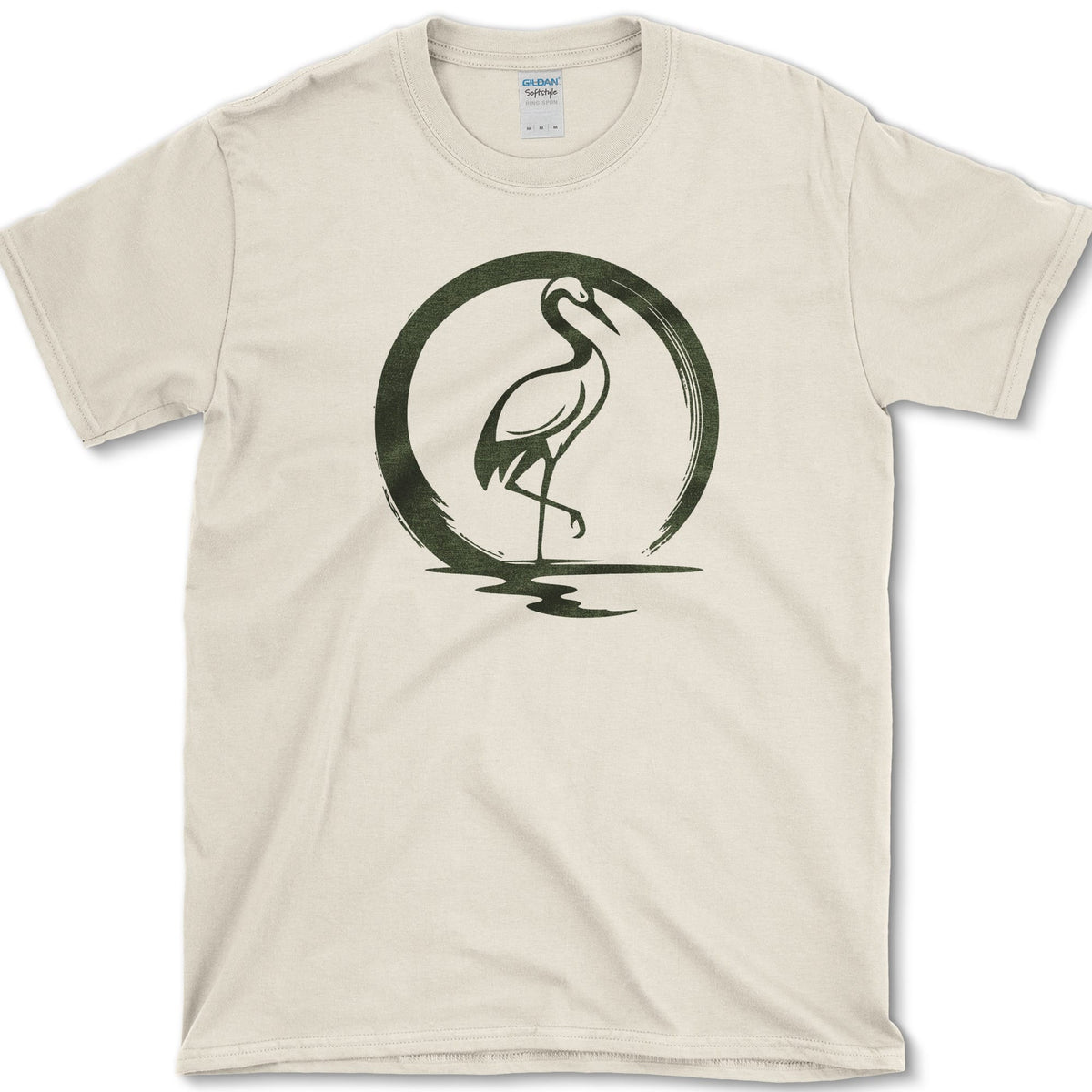 Zen Crane Circle T-Shirt Natural / S Essential Tees