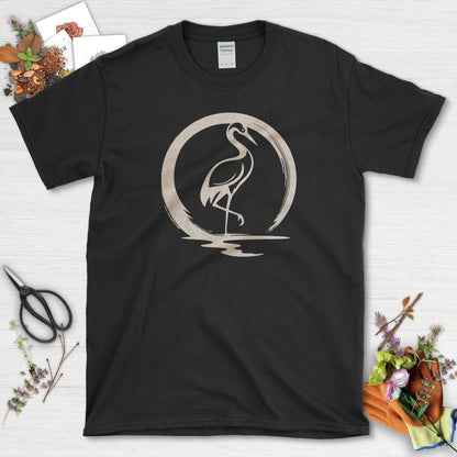 Zen Crane Circle T-Shirt T-Shirts / S / Black Physical Item