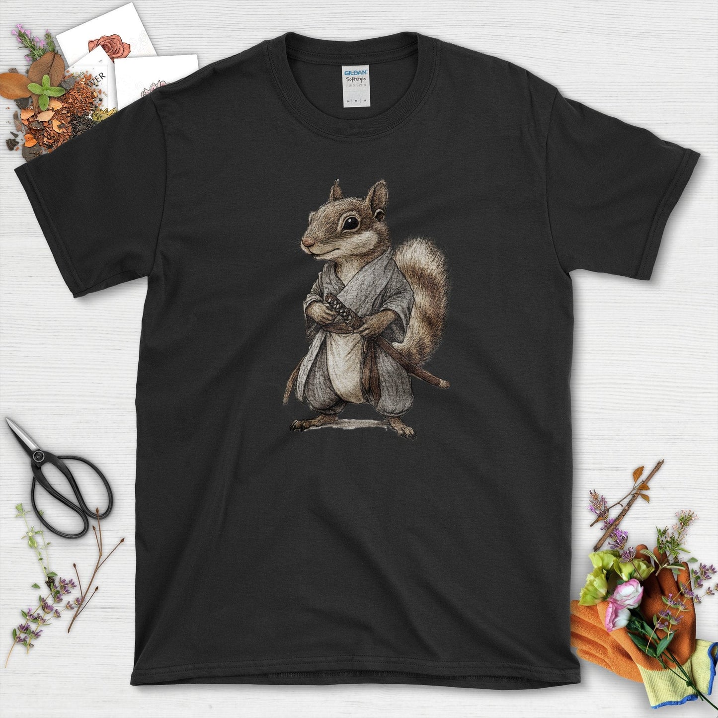 Zen Samurai Squirrel T-Shirt Black / S T-Shirt