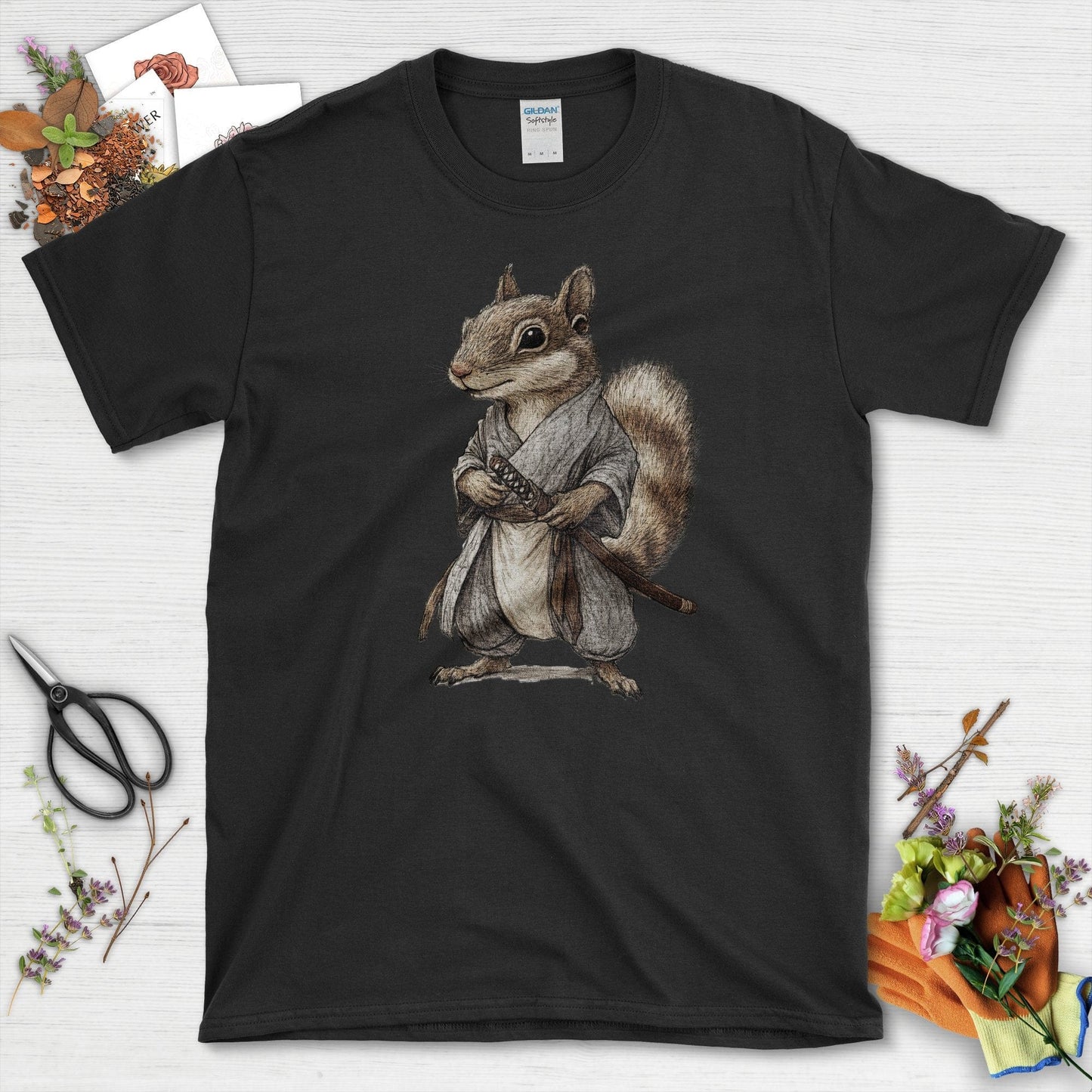 Zen Samurai Squirrel T-Shirt Black / S T-Shirt